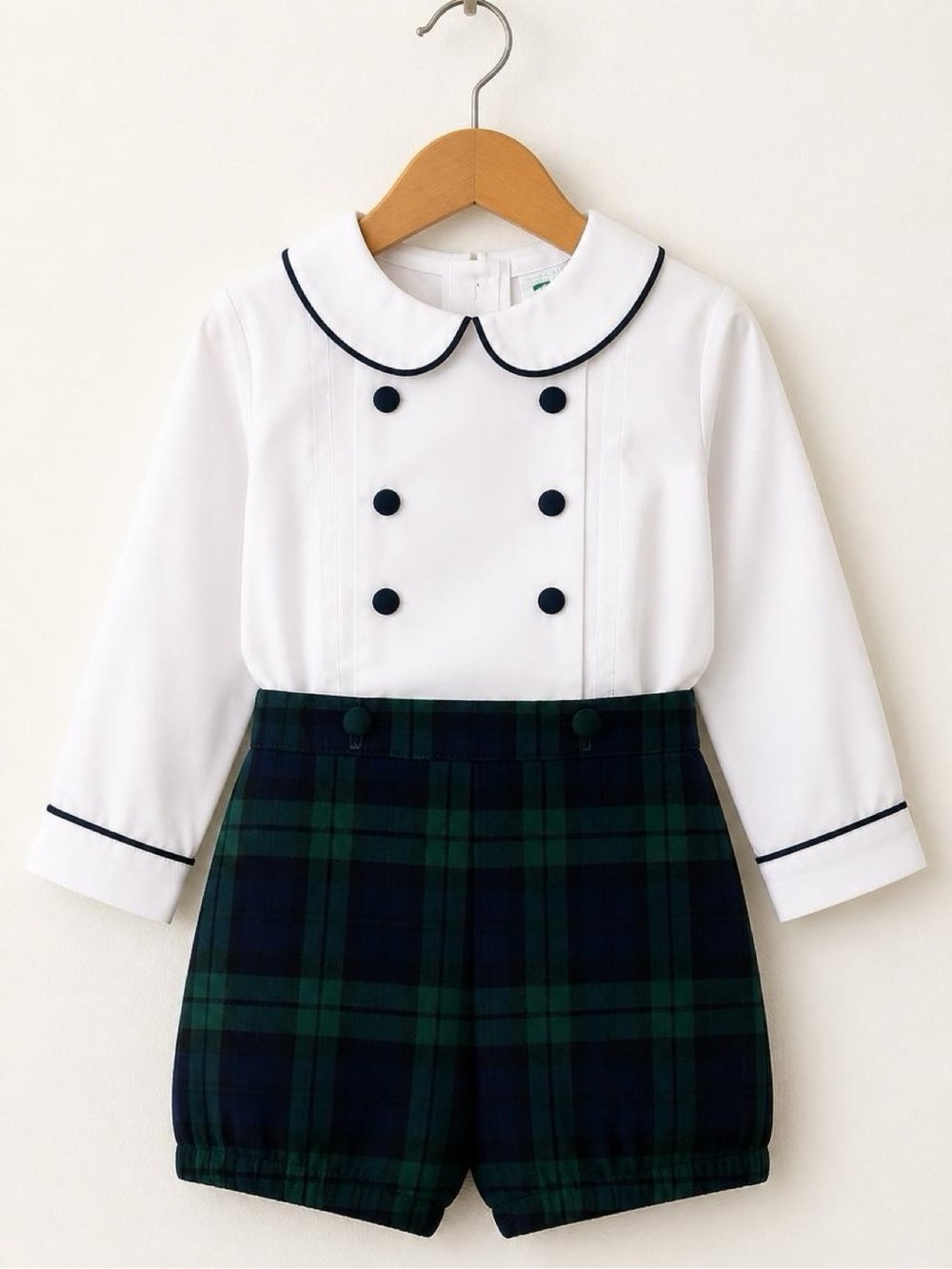 Edgehill Collection 18M Boys Plaid Shorts Peter Pan Collar 2 Piece Outfit EUC